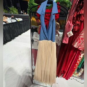 NWT Blue and Beige Halter Denim Tutu Dress. Size M and Large Available.